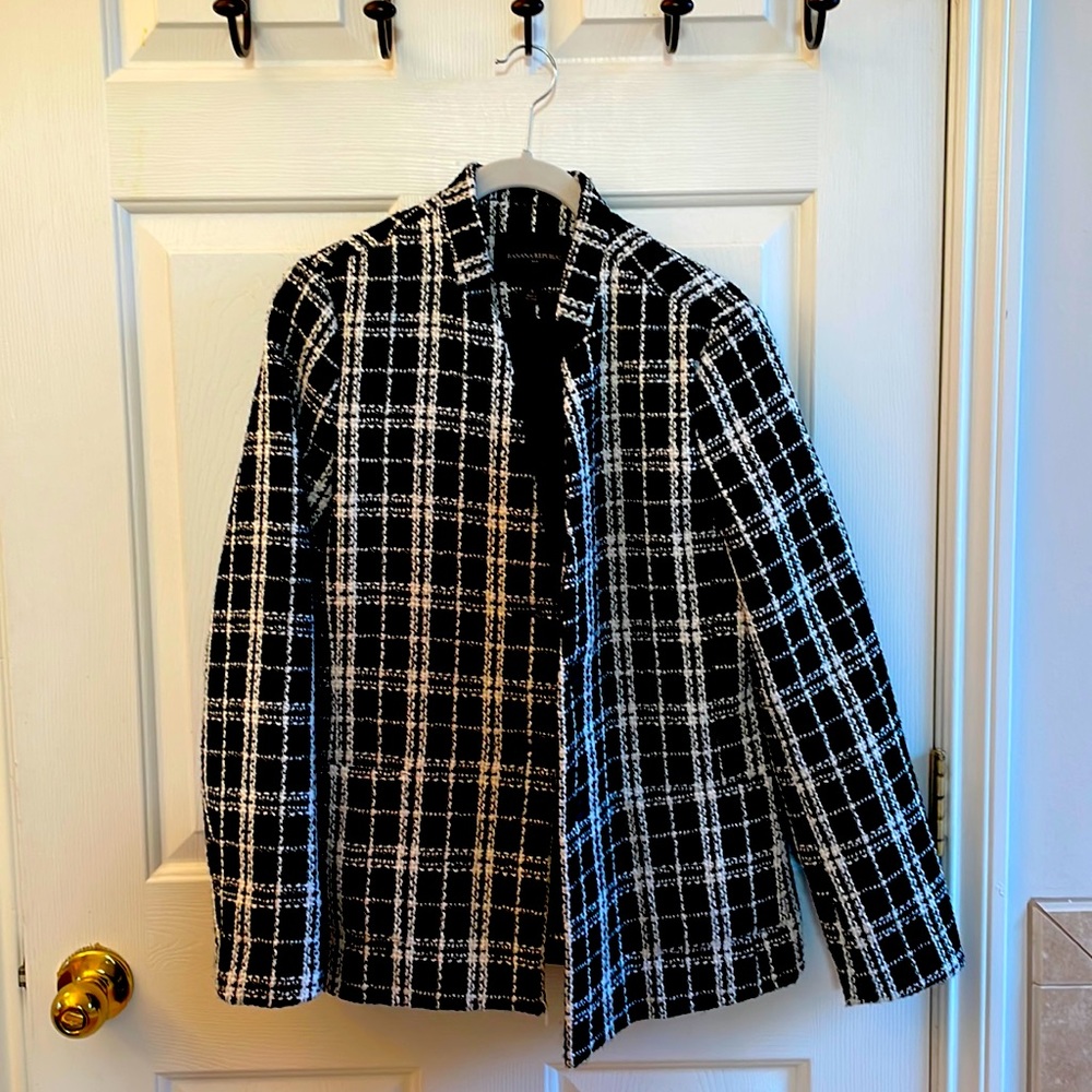 Banana Republic Size Small Black and White Boucle Blazer